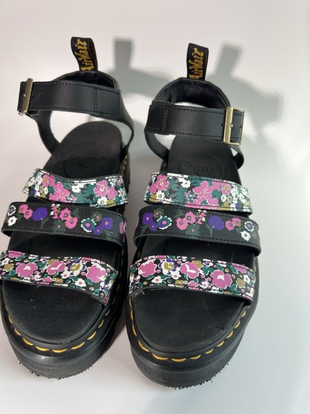 Dr Martens Blaire Women's Floral Print Leather Platform Gladiator Sandals US 8